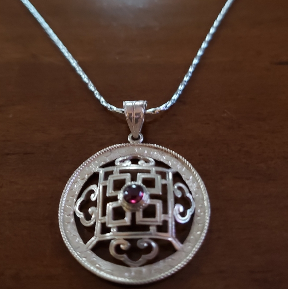 handmade Jewelry - TIBETAN 925 SILVER OHM AMULET PROTECTION NECKLACE